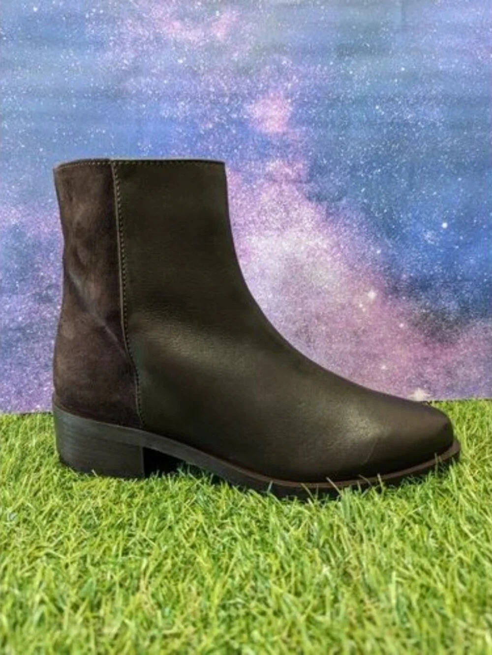 Aquatalia Carisa Boot Leather and Suede Weatherproof Side Zip Women's Brown 5 M